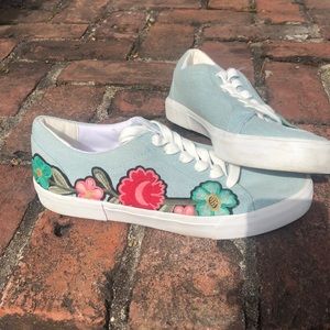 Embroidered Jean Sneakers